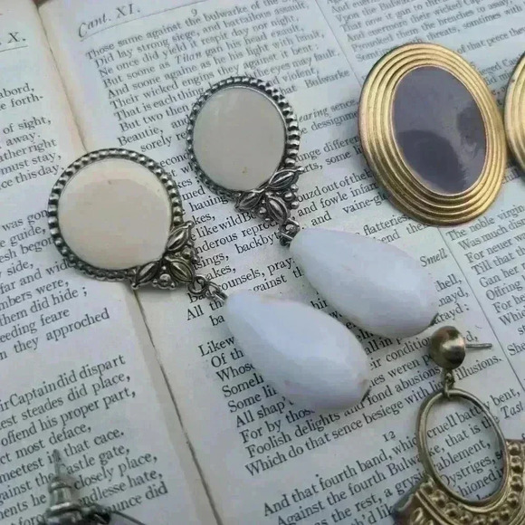 Vintage lot  of 4 earrings 1980s - Picture 3 of 11